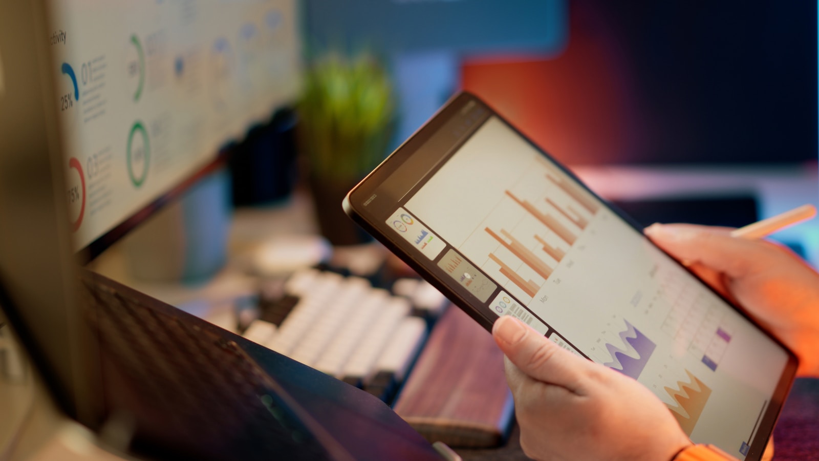 Financial dashboard imagery representing invoices, payments, and balances
