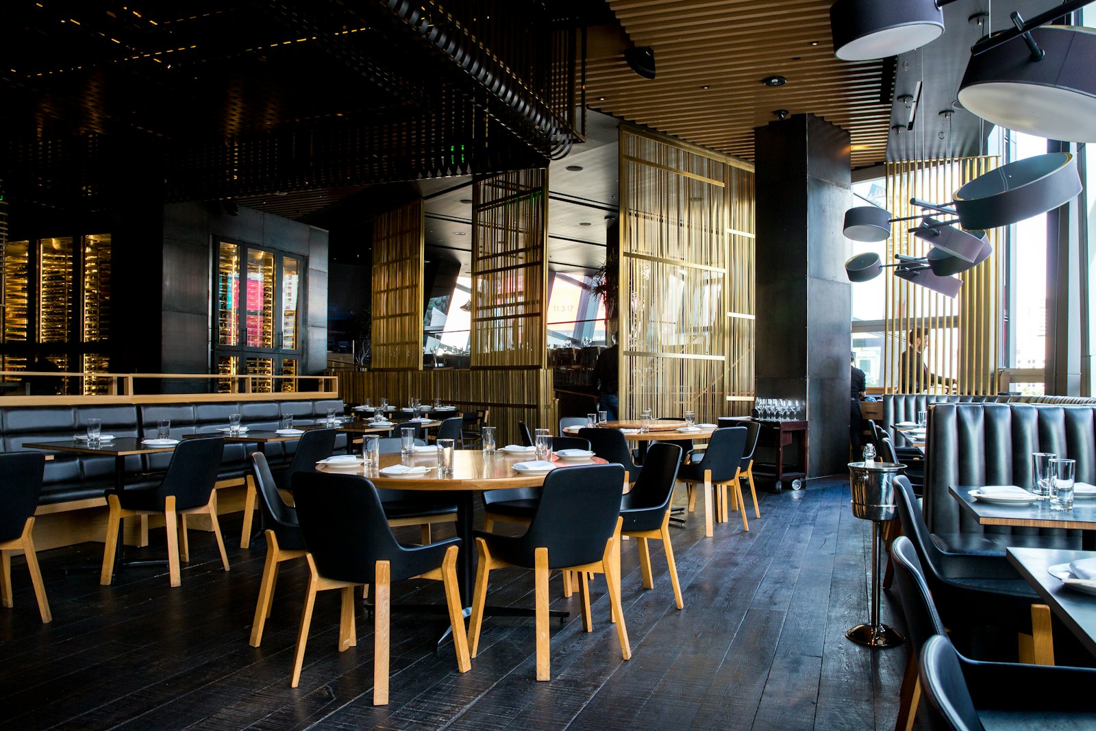 Restaurant floor with tables and seating